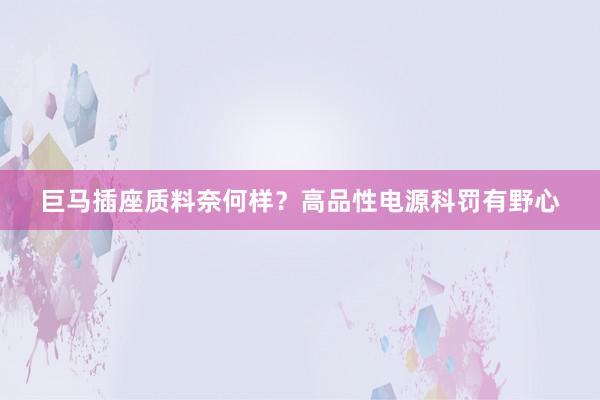 巨马插座质料奈何样？高品性电源科罚有野心